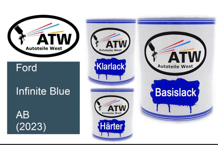 Ford, Infinite Blue, AB (2023): 1L Lackdose + 1L Klarlack + 500ml Härter - Set, von ATW Autoteile West.